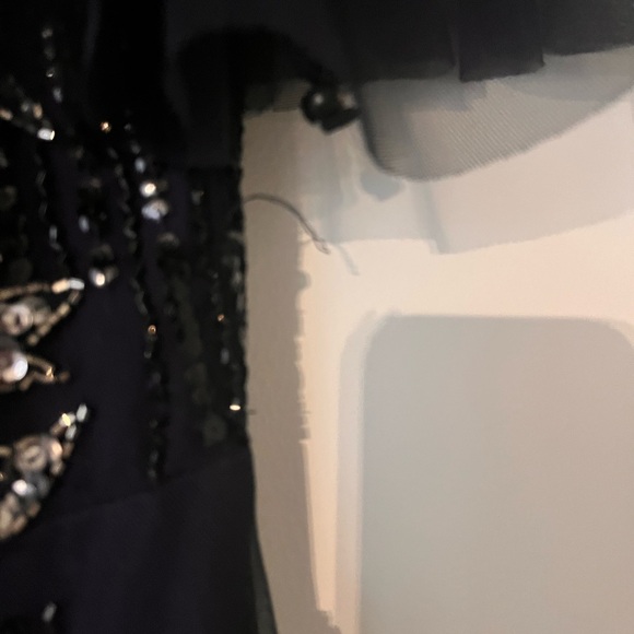 Elegant Navy and Silver Embellished Dress - Picture 4 of 6